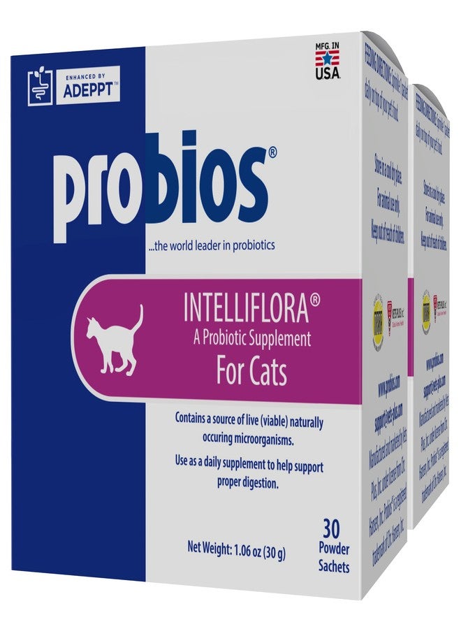 Probios Intelliflora for Cats, Daily Probiotic Powder, Nutritional Supplement for Gut Health, Digestion & Immune Support, 30 sachets (Pack of 2) - Image 1